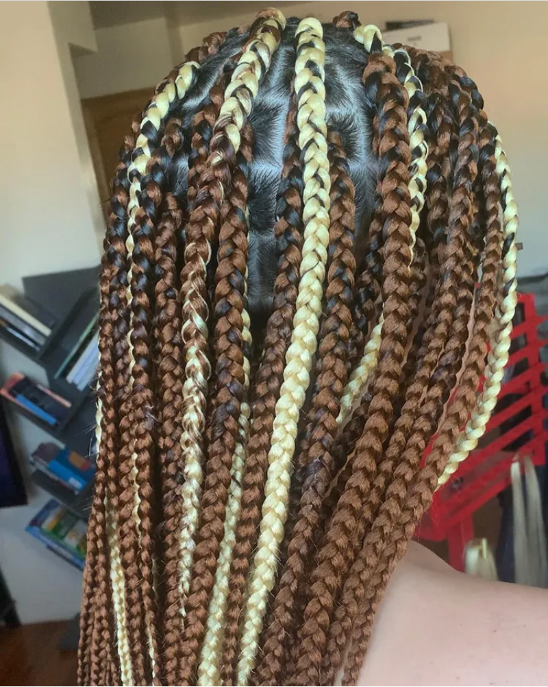 Colored braids on dark skin