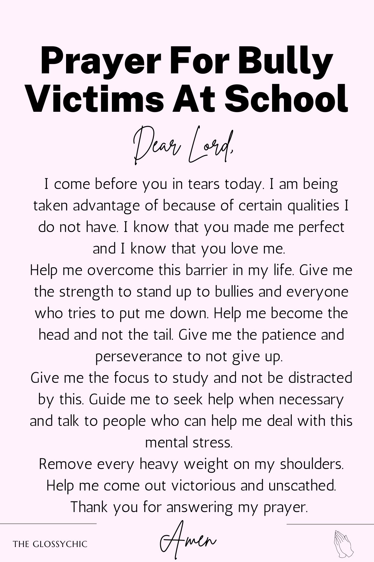 Prayer for bully victims At School