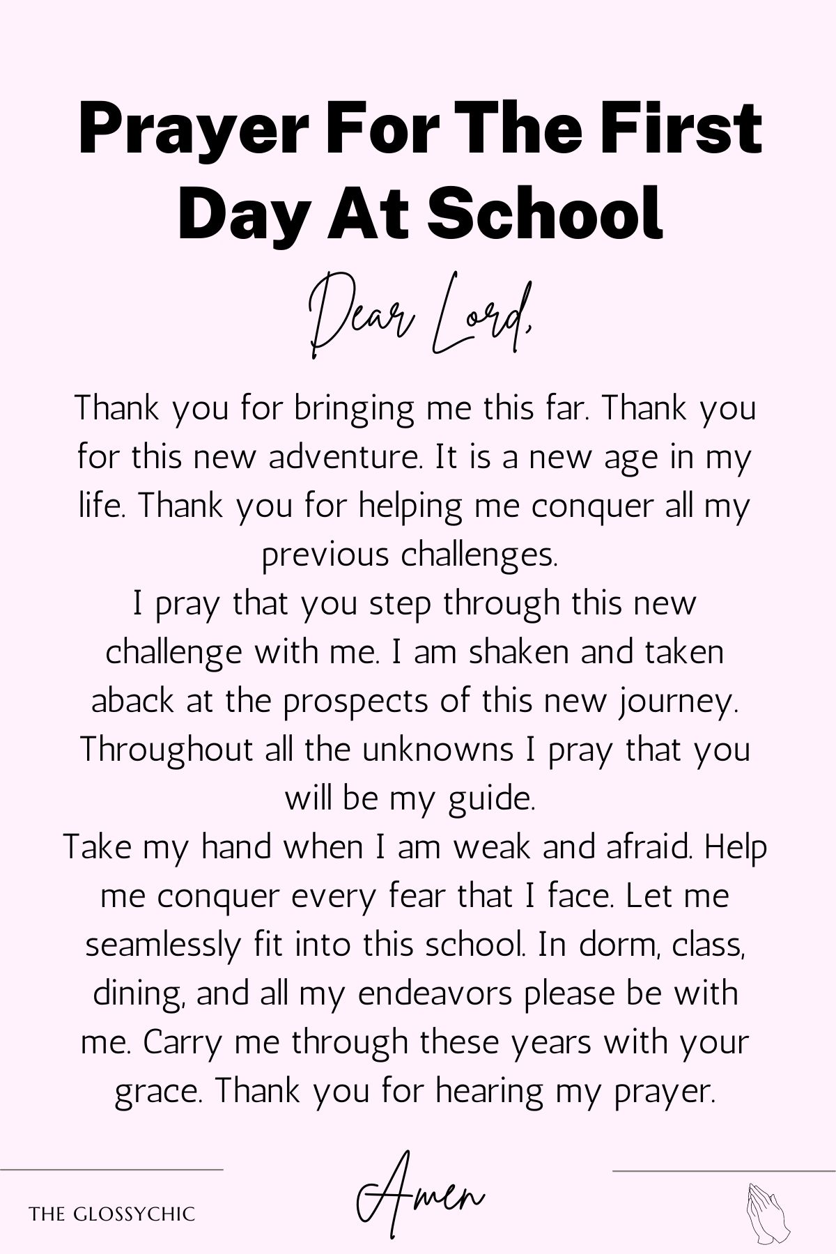 Prayer for the first day at school