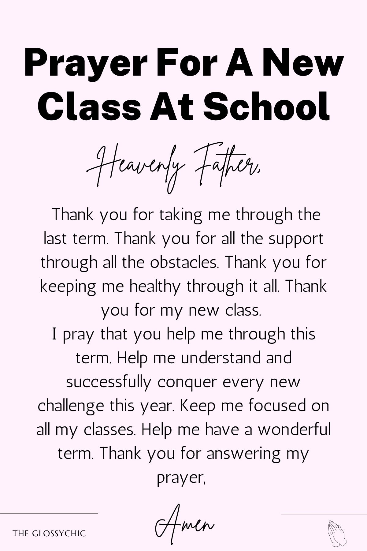 Prayer for a new class At School