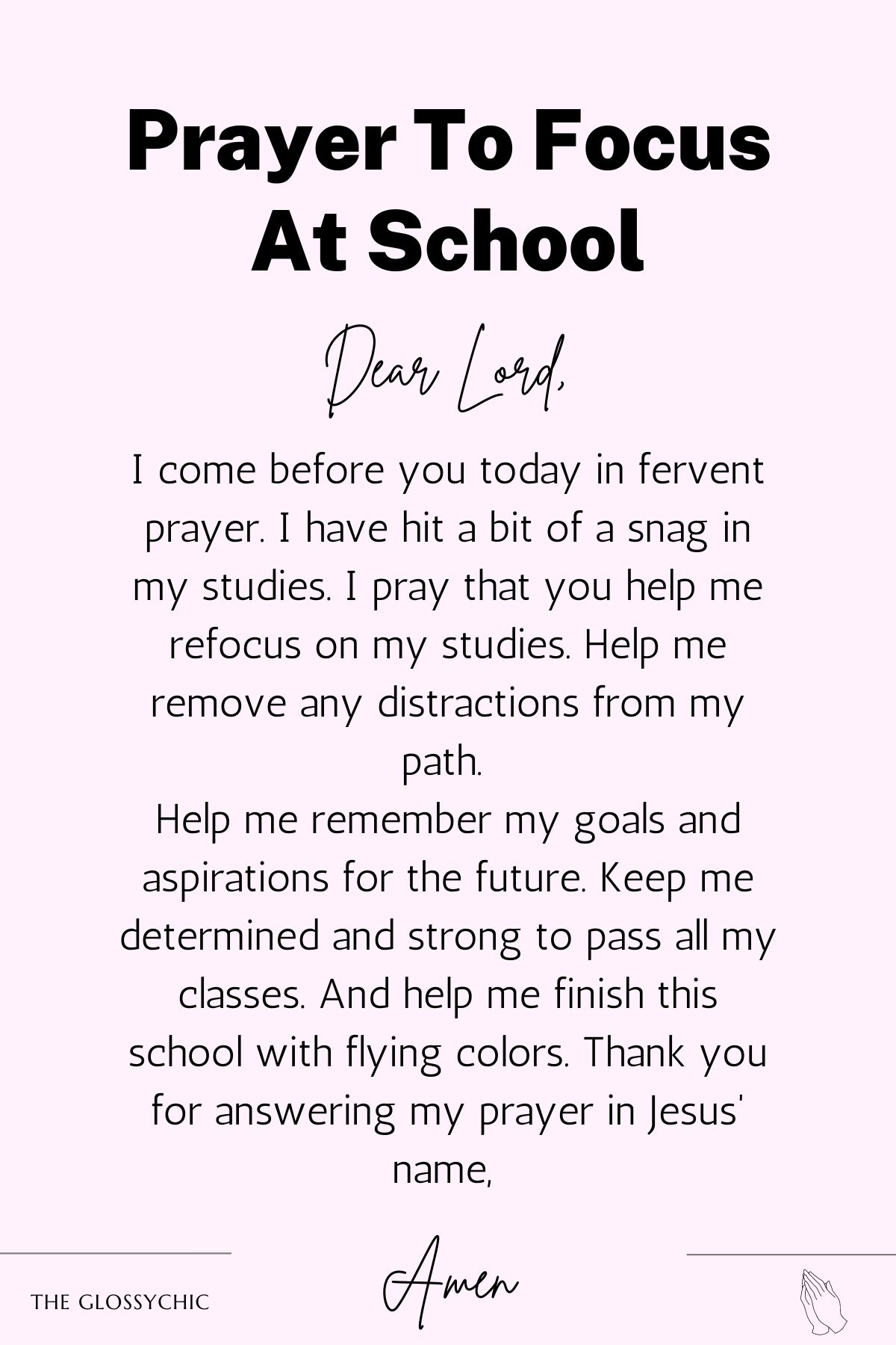 Prayer to focus at school