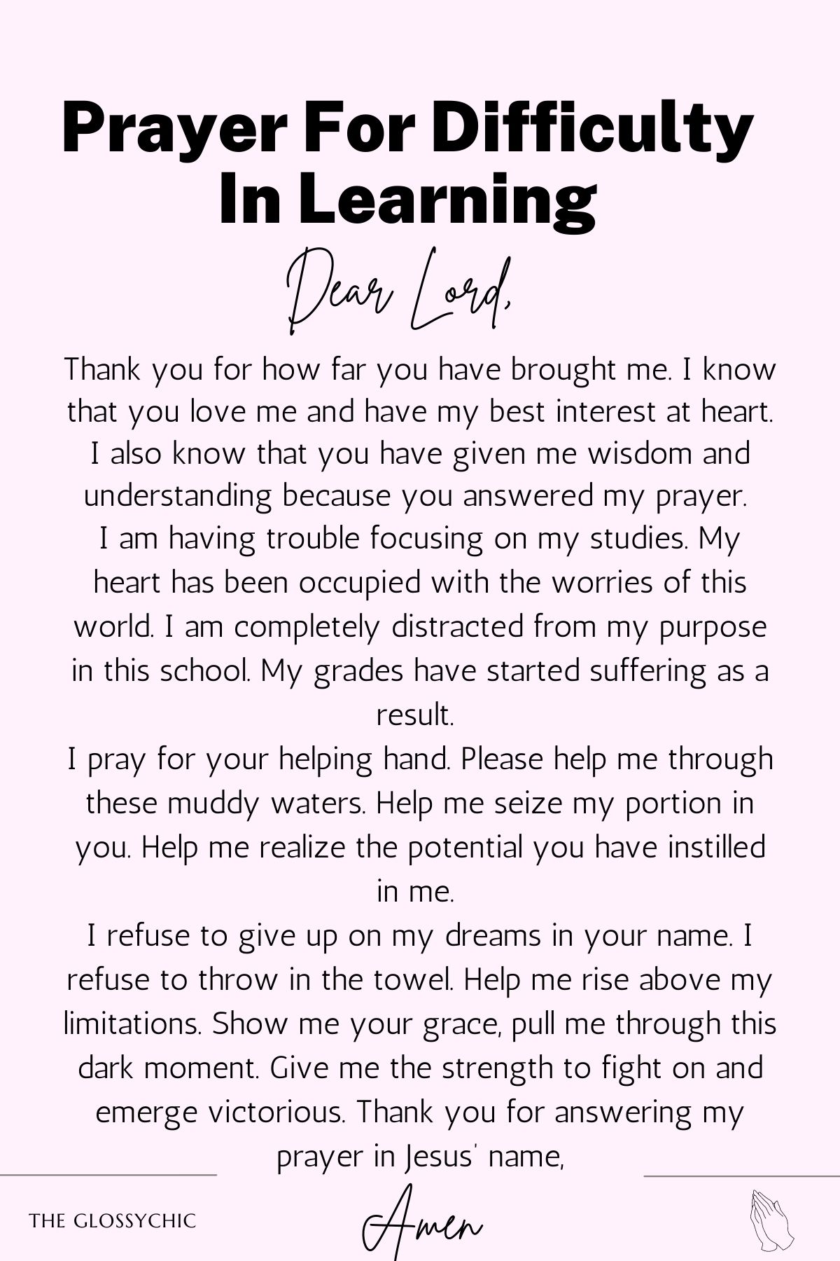 Prayer for difficulty in learning