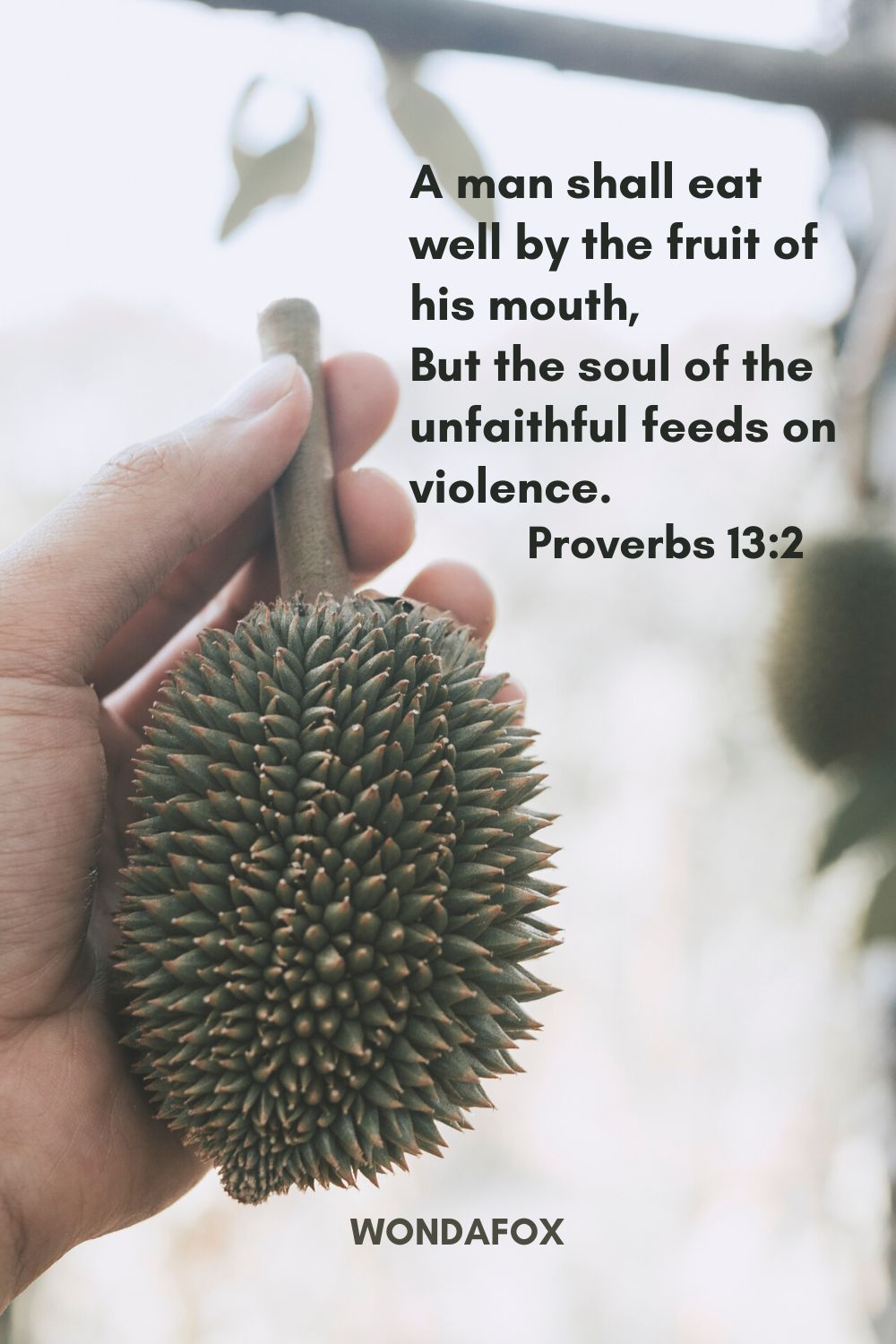 A man shall eat well by the fruit of his mouth,
But the soul of the unfaithful feeds on violence.
Proverbs 13:2