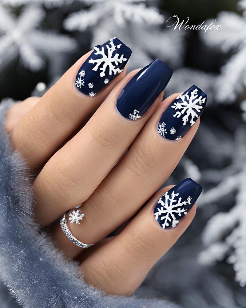 20 Deep And Dazzling Navy Blue Nail Design Ideas 20