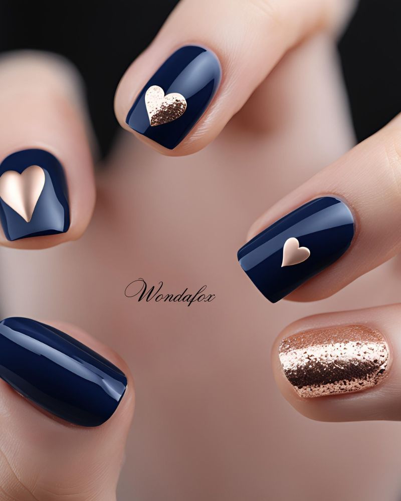 20 Deep And Dazzling Navy Blue Nail Design Ideas 3