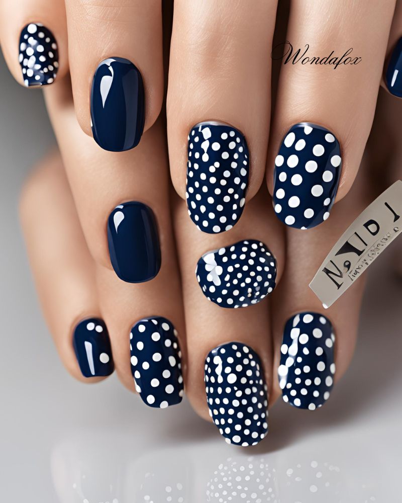 20 Deep And Dazzling Navy Blue Nail Design Ideas 9