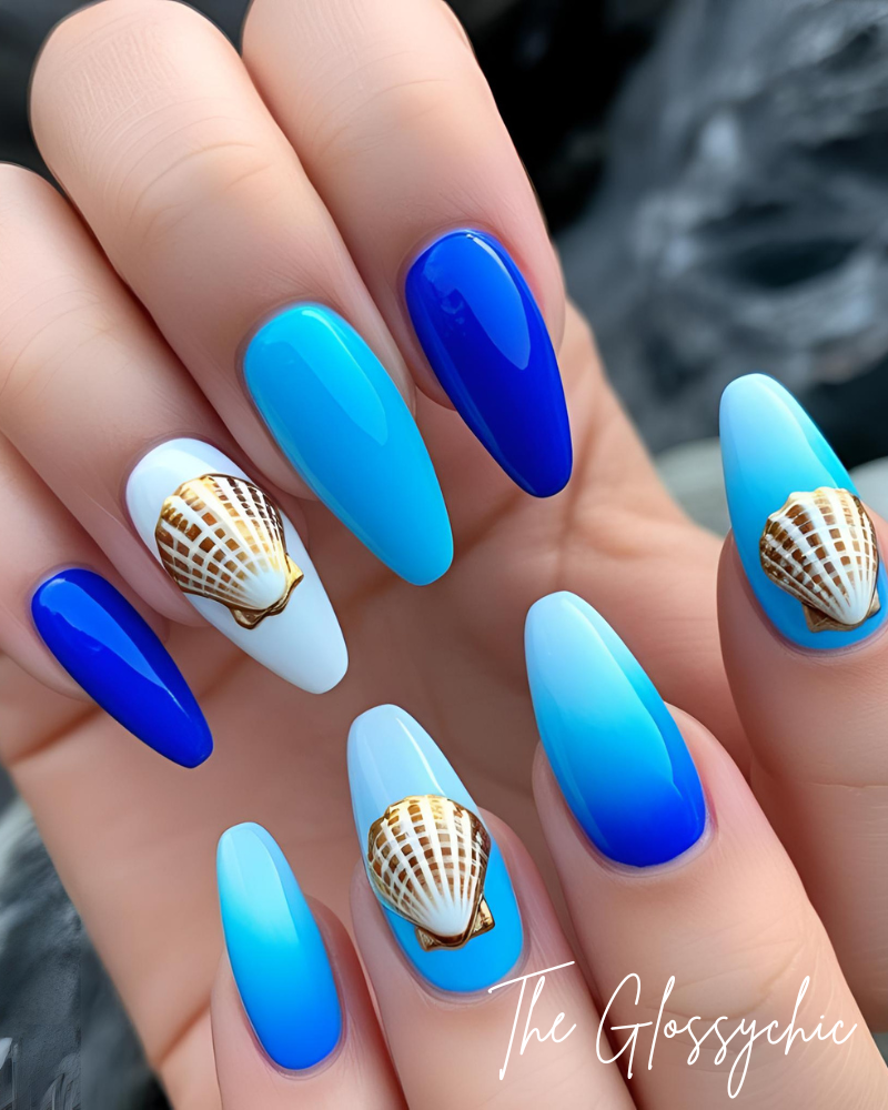 Deep Sea Ombre Nail Design