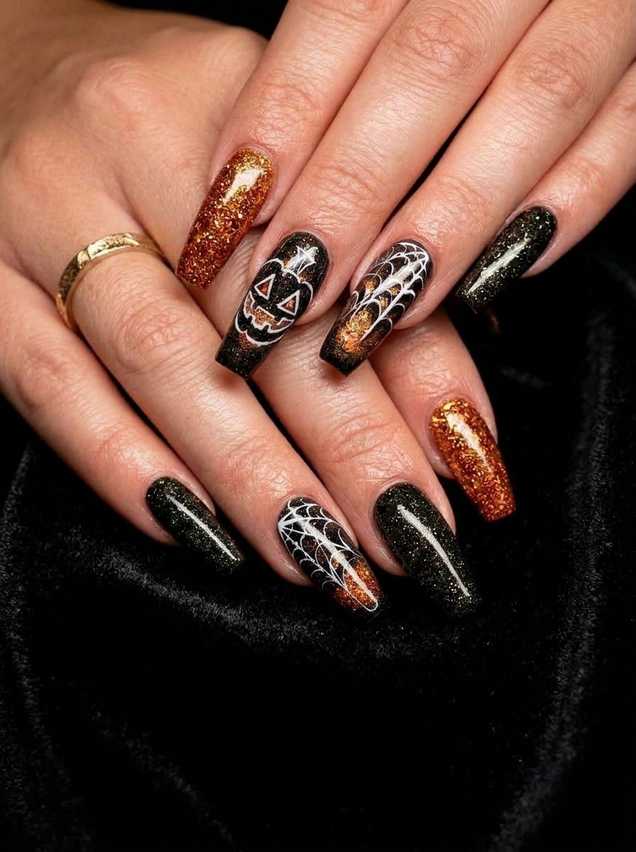 Sparkly Halloween Nails