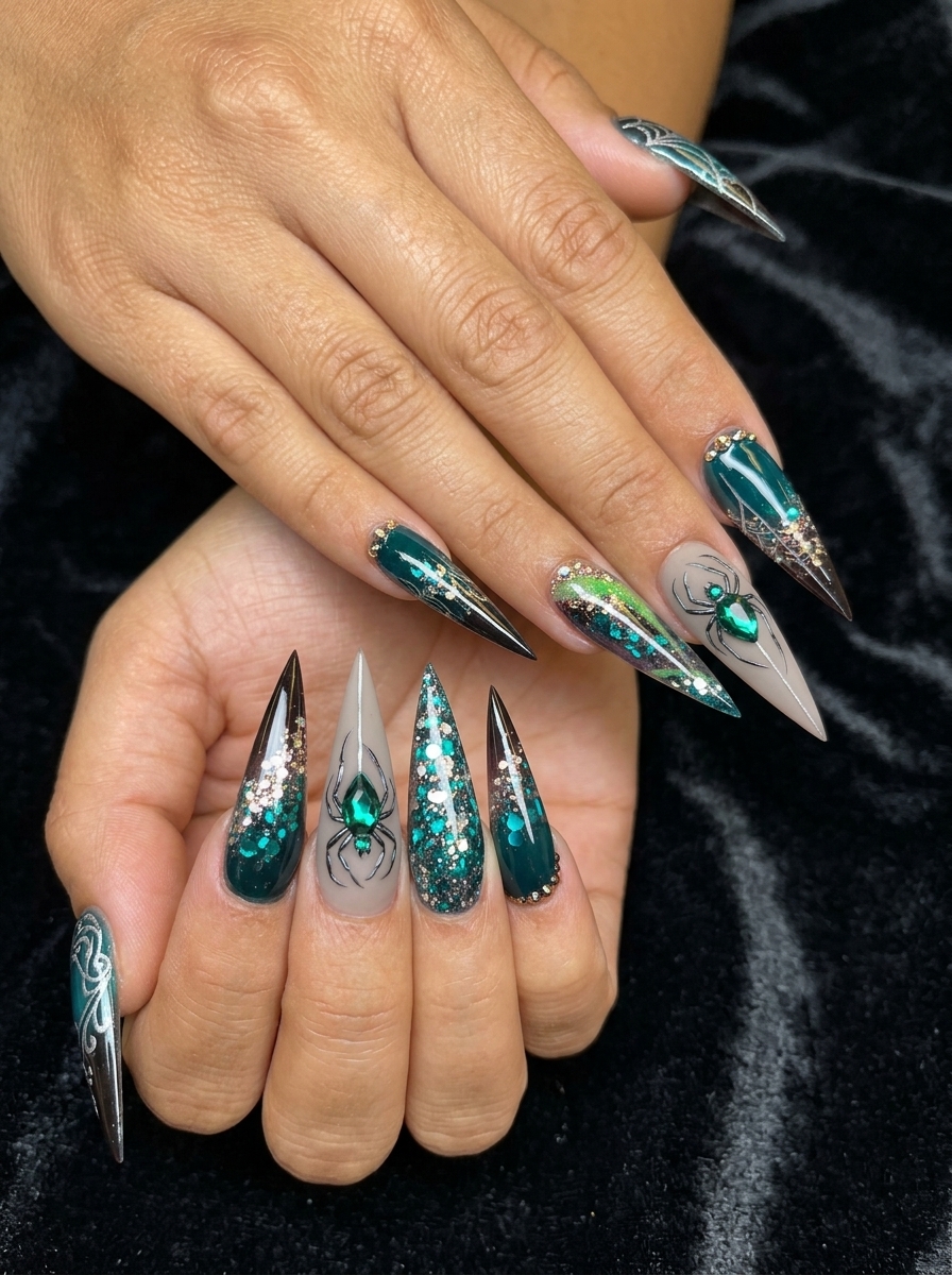 Sparkly Halloween Nails