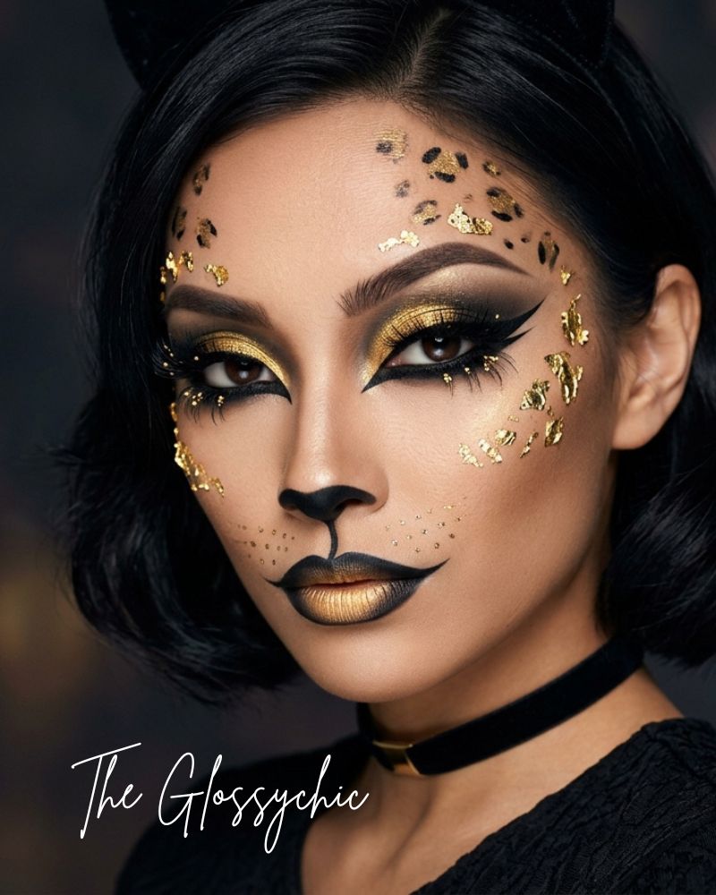 Black and Gold Cat Makeup