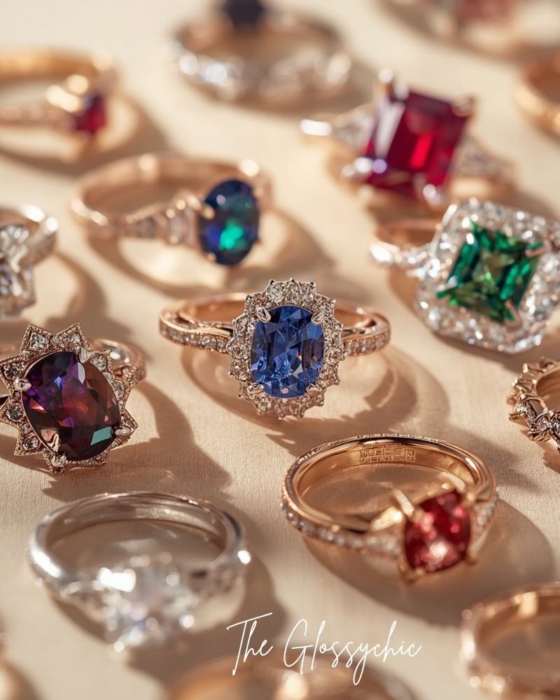 rings with coloured stone gems