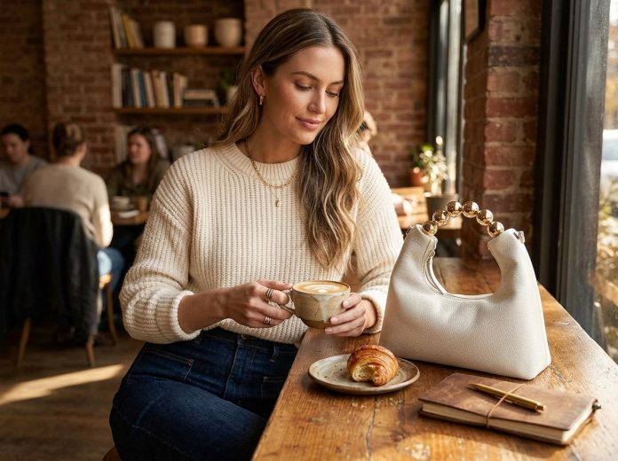 Woman_sitting_at_cafe_table_202605221153 (1) The One Chic Bag You Need In Your Closet