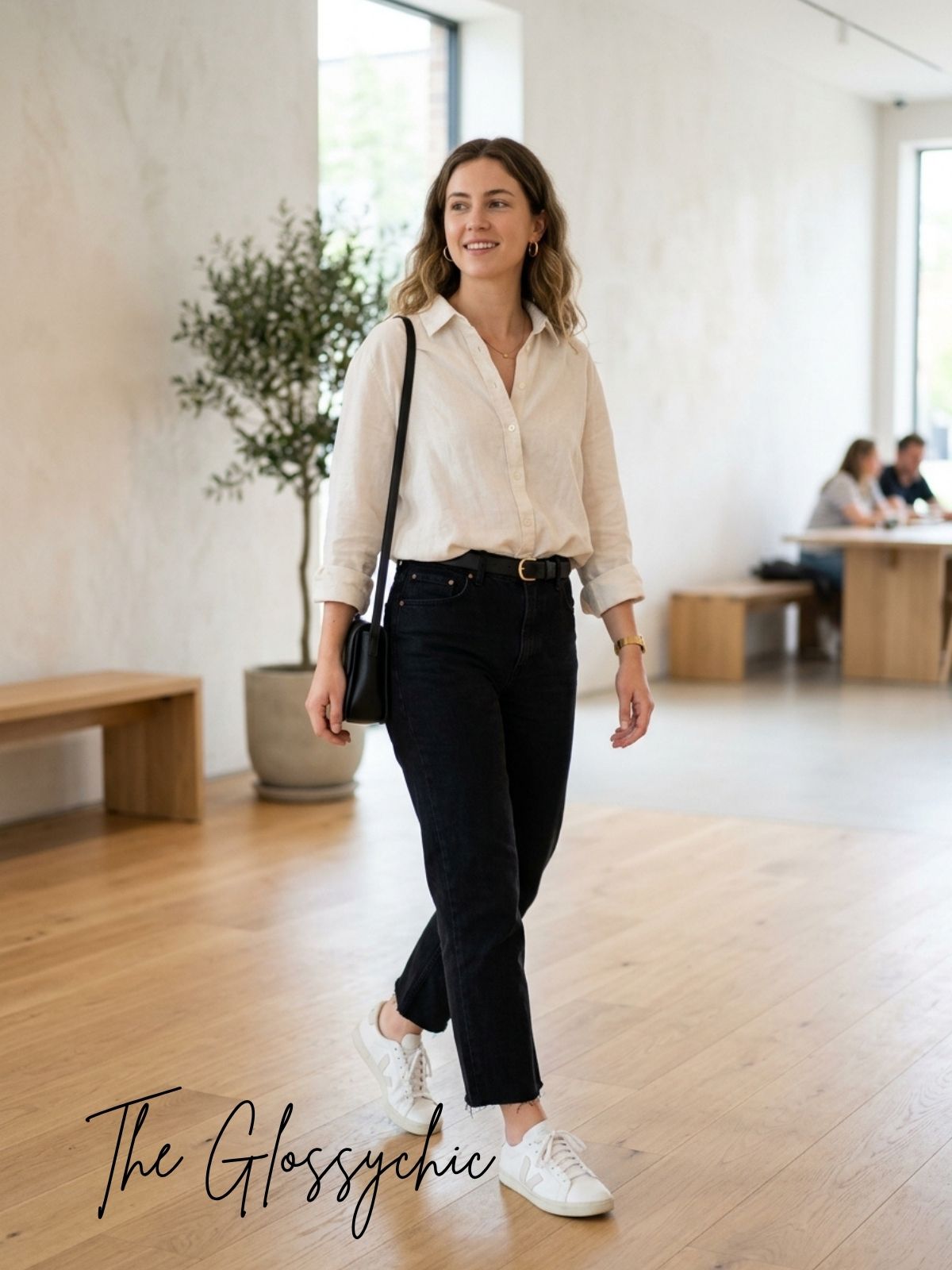 Black Jeans with Button-Down Shirt