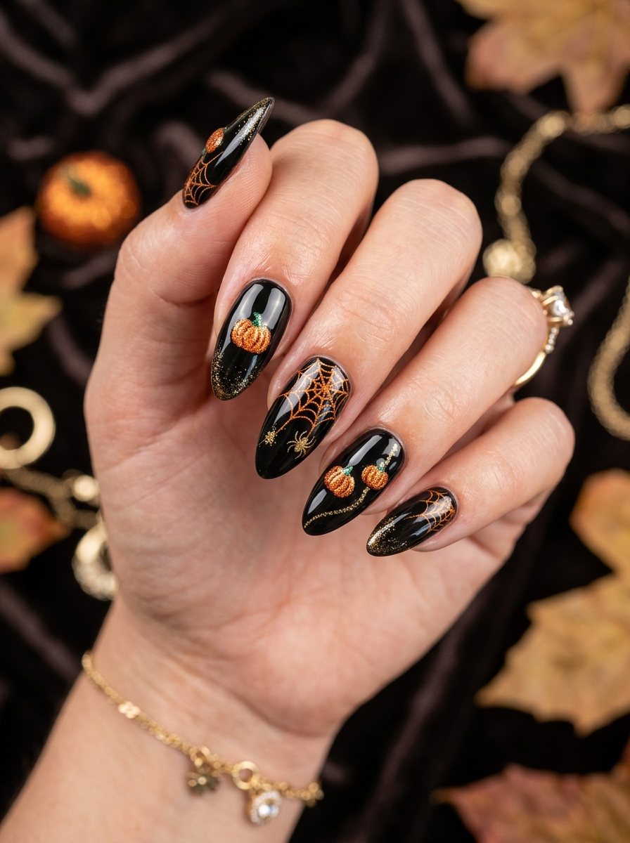 Black Pumpkin Nails