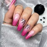 Pink Ombre Spider Web Nails