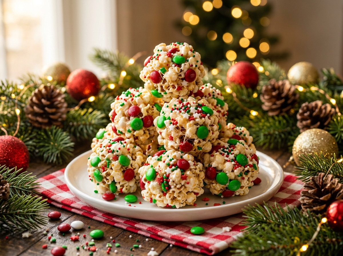 Easy Festive Popcorn Balls For The Holidays